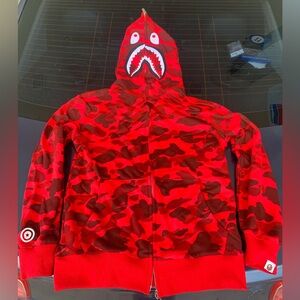 Bape Red Camouflage Shark Hoodie
